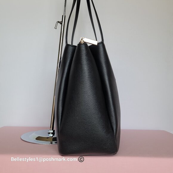 KATE SPADE Monet Triple Compartment Pebbled Leather Large Tote - Black color 🎈 - Picture 9 of 16